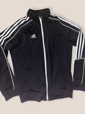 Adidas Black Track Jacket with White Stripes